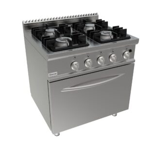 Sporák plynový, 4 hořáky - 4x4,5kW, šířka 800mm, modul s plynovou troubou 7,9kW pro GN 2/1