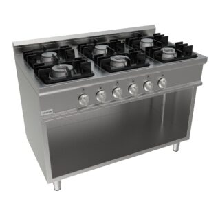 Sporák plynový, 6 hořáků - 6x4,5kW, šířka 1200mm, skříňový modul otevřený