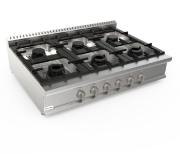 Sporák plynový, 6 hořáků - 6x7,4kW, šířka 1200mm, horní modul