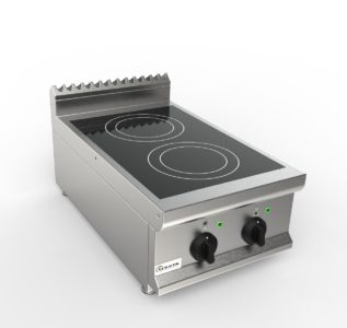 Sporák sklokeramický, 2 plotýnky - 2x2,5kW, šířka 400mm, horní modul