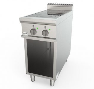 Sporák elektrický sklokeramický, 2 varné zóny - 2x3,0kW 400V, šířka 400mm, skříňový modul otevřený