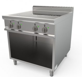 Sporák elektrický sklokeramický, 4 varné zóny - 4x3,0kW 400V, šířka 800mm, skříňový modul otevřený