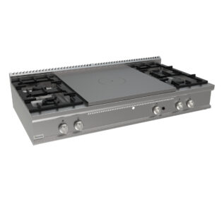 Sporák talový, 4 ohřevné zóny - 4,5kW + 4 hořáky - 2x4,5kW + 2x7,5kW, šířka 1200mm, horní modul