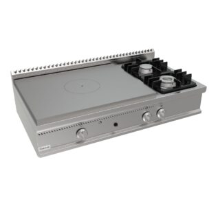Sporák talový, 4 ohřevné zóny - 9,0kW + 2 hořáky - 1x4,5kW + 1x7,5kW, šířka 1200mm, horní modul