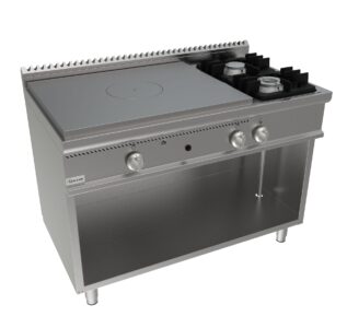 Sporák talový, 4 ohřevné zóny - 9,0kW + 2 hořáky - 1x4,5kW + 1x7,5kW, šířka 1200mm, skříňový modul otevřený