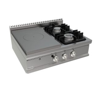 Sporák talový, 4 ohřevné zóny - 4,5kW + 2 hořáky - 1x4,5kW + 1x7,5kW, šířka 800mm, horní modul