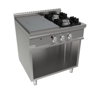Sporák talový, 4 ohřevné zóny - 4,5kW + 2 hořáky - 1x4,5kW + 1x7,5kW, šířka 800 mm, skříňový modul otevřený