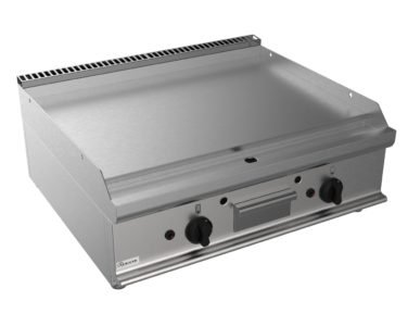 Grilovací deska plynová, 12,0kW, hladká pracovní plocha – ocelová, šířka 800mm, horní modul