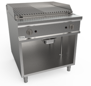 Lávový gril plynový, 22,0kW, na 18kg lávových kamenů šířka 800mm, skříňový modul otevřený