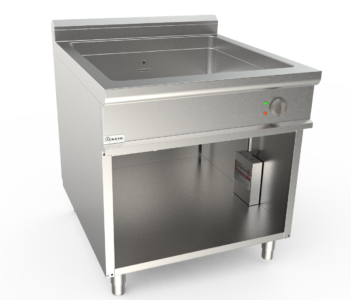 Vodní lázeň elektrická, 3,6kW 230V, pro GN 2/1 + 2x 1/3, šířka 800mm, skříňový modul otevřený