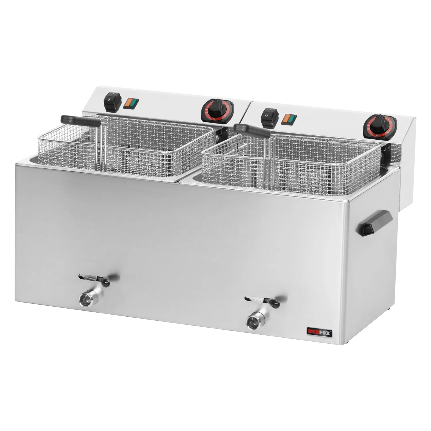 Fritéza elektrická dvojitá 0,74 kW/l, 11+11 l stolní s výpustí 400 V | REDFOX - FE 1010 T