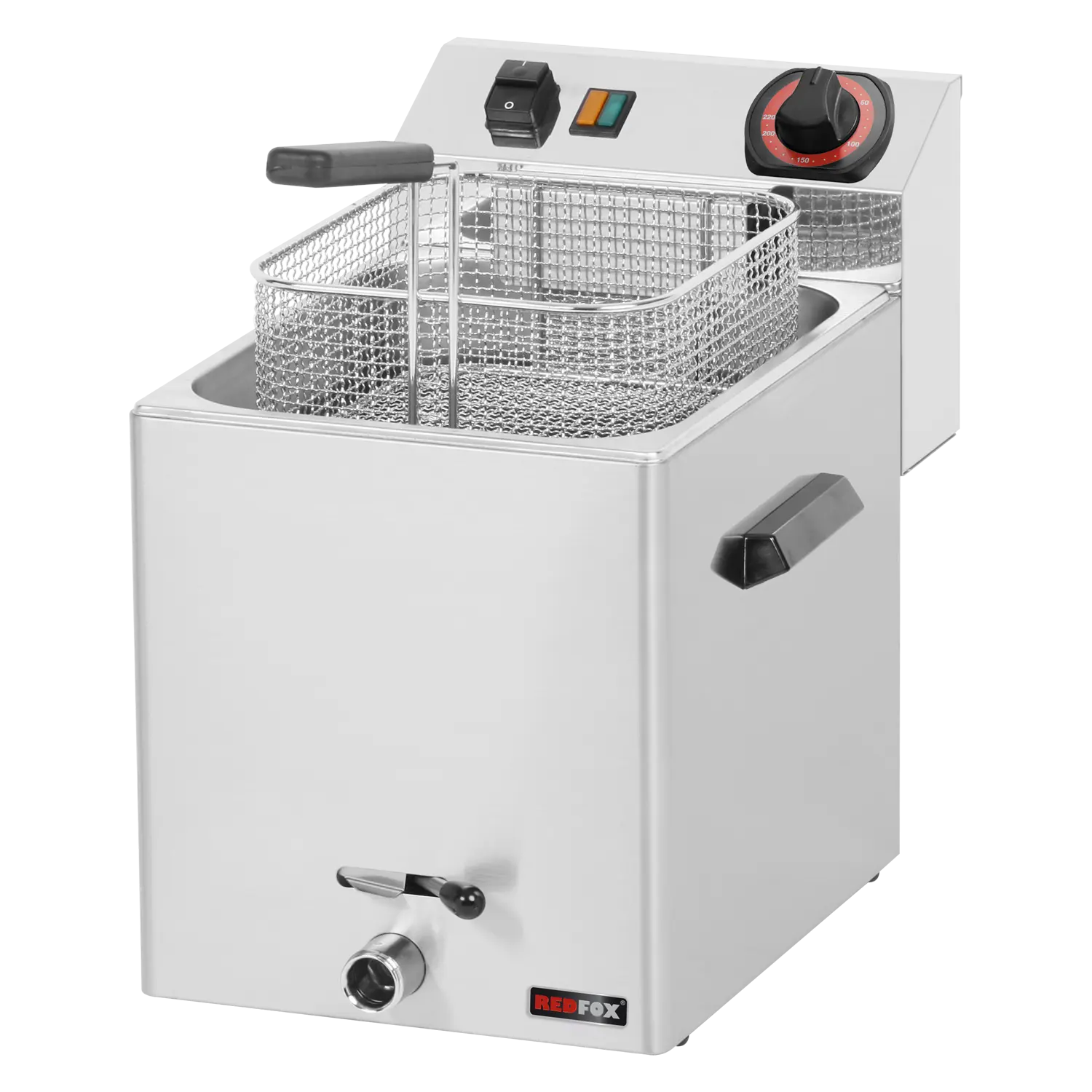 Fritéza elektrická 0,75 kW/l, 8 l stolní s výpustí 400 V | REDFOX - FE 07 VT