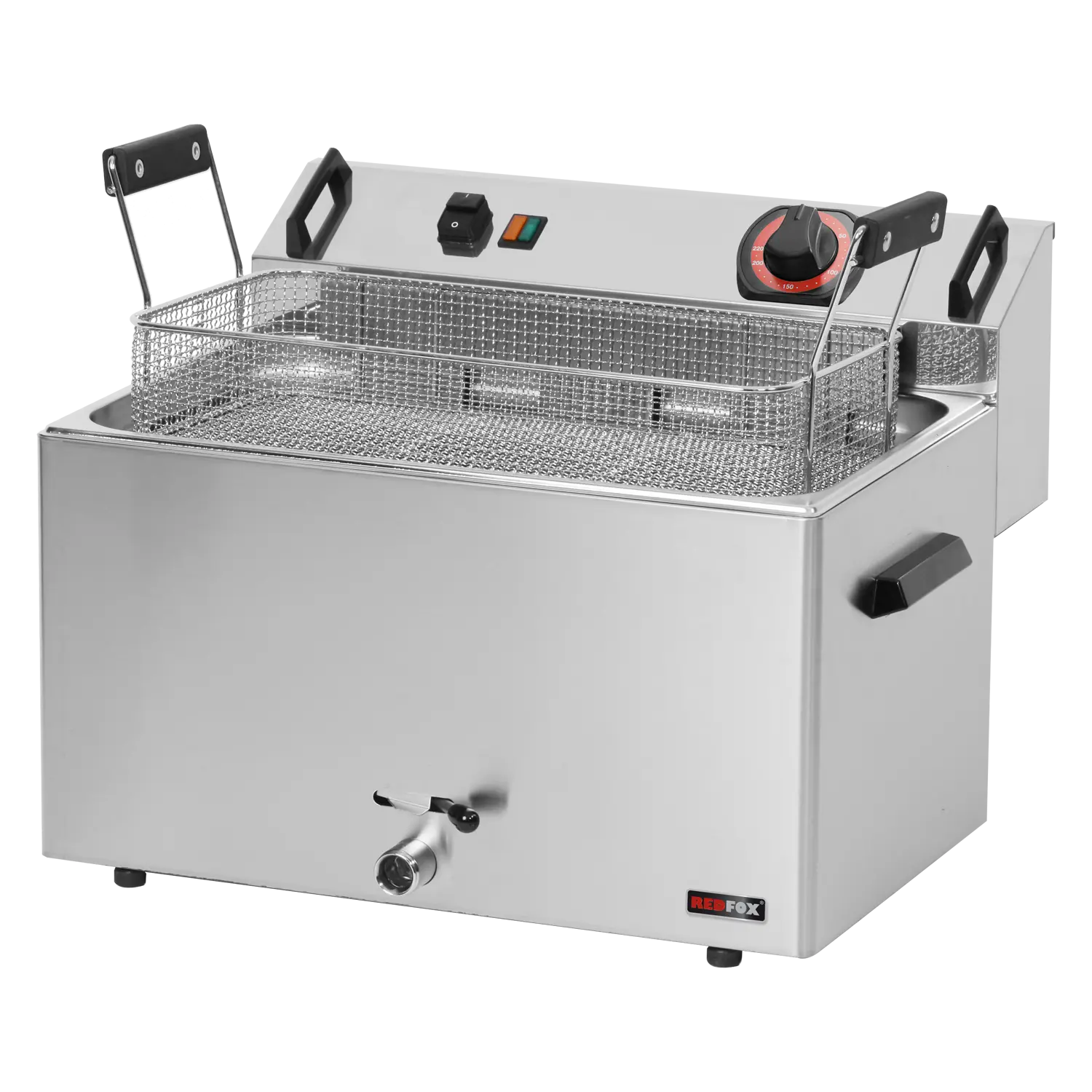 Fritéza elektrická 0,56 kW/l, 16 l stolní s výpustí 400 V | REDFOX - FE 30 T