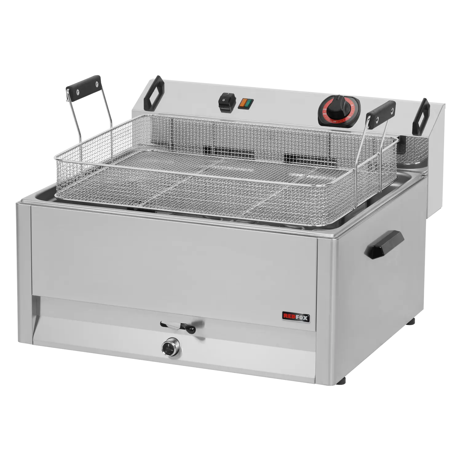 Fritéza elektrická 0,5 kW/l, 30 l stolní s výpustí 400 V | REDFOX - FE 60 T