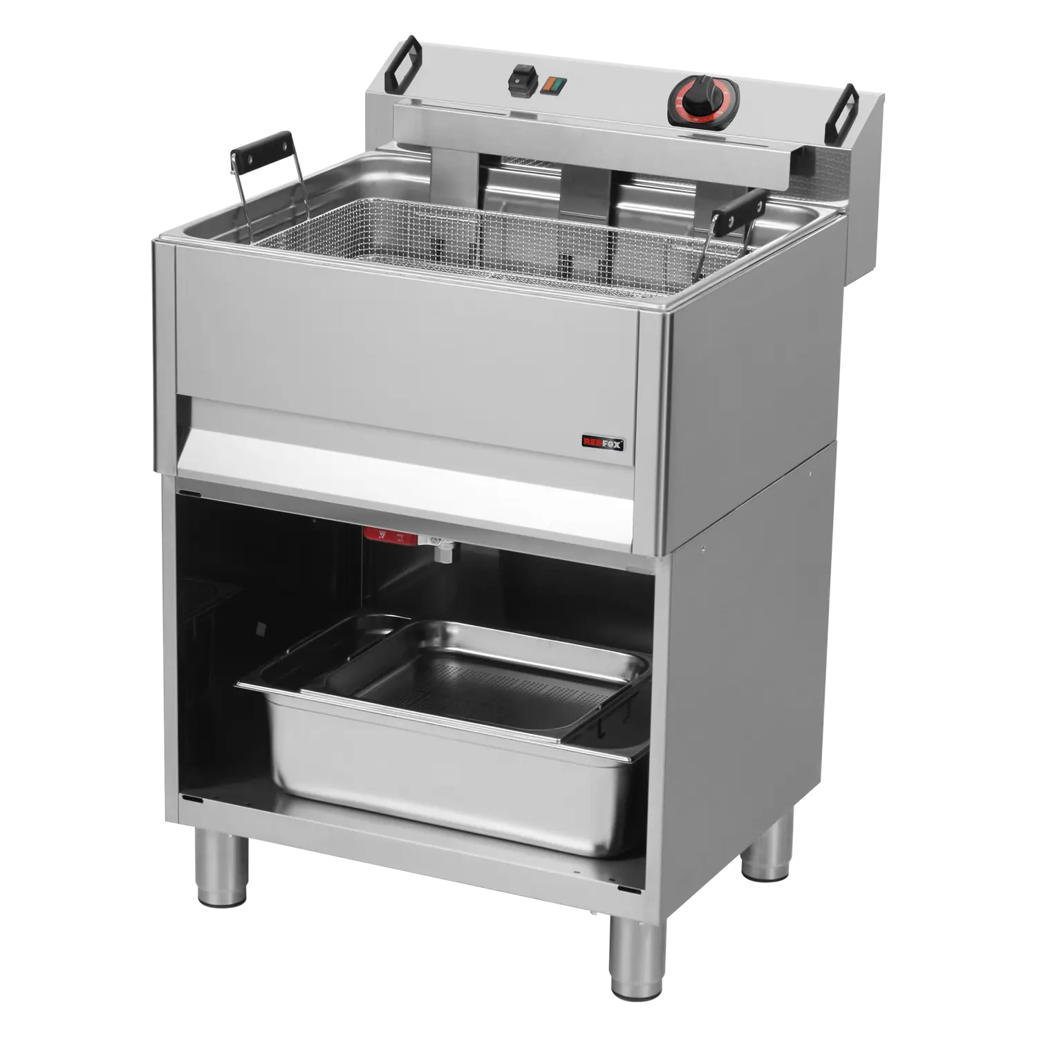 Fritéza elektrická 0,5 kW/l, 30 l stolní s výpustí 400 V | REDFOX - FE 60 T/P