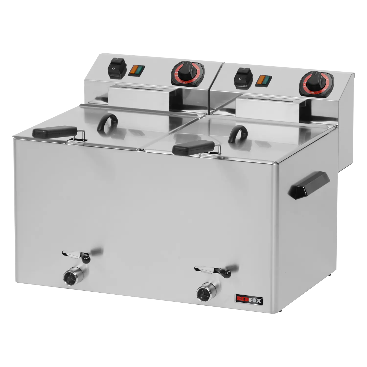 Fritéza elektrická dvojitá 0,38 kW/l, 8+8 l stolní s výpustí 230 V | REDFOX - FE 77 V